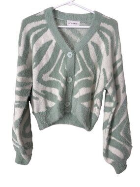 Luca + Grae Cardigan Sweater Size Small Fuzzy Knit Button Front Long Sleeve Cozy